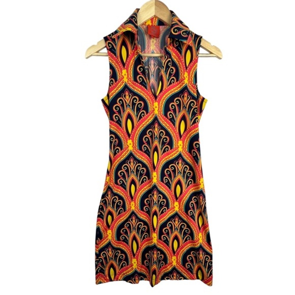 ANTHROPOLOGIE Tracy‎ Negoshian Lotus Flower Navy Laila Sleeveless Shift Dress XS